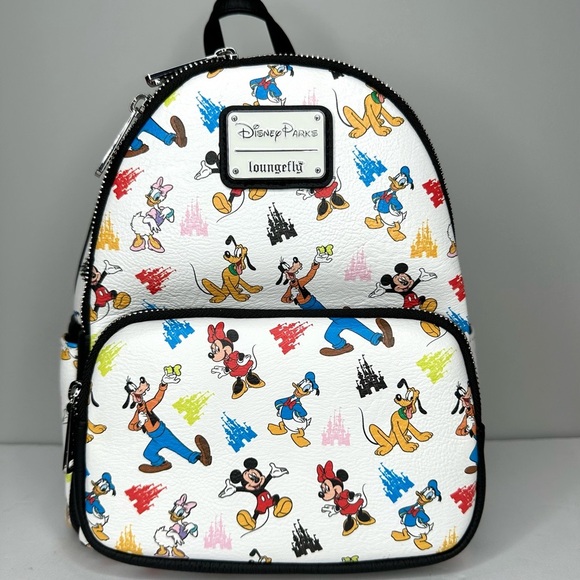Loungefly Disney Parks Fab 5 Mickey Minnie Goofy Donald Pluto Mini Backpack - Picture 1 of 8